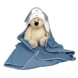 Prosop de baie pentru bebelusi din bumbac frotte, cu gluga, fluffy blue, 75 x 75 cm , amy