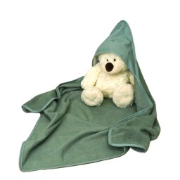 Prosop de baie pentru bebelusi din bumbac frotte, cu gluga, pure verde salvie, 75 x 75 cm , amy