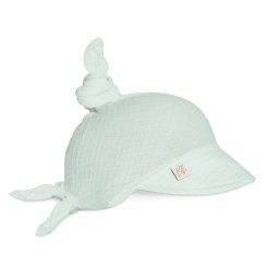 Sepcuta de soare 6 luni - 6 ani reglabila din bumbac muselina cu cozoroc pentru protectie, mint
