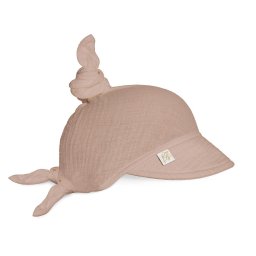 Sepcuta de soare 6 luni - 6 ani reglabila din bumbac muselina cu cozoroc pentru protectie, sepia rose