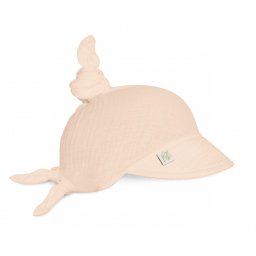 Sepcuta de soare 6 luni - 6 ani reglabila din bumbac muselina cu cozoroc pentru protectie, pastel somon