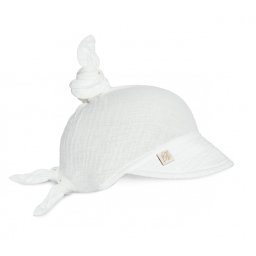 Sepcuta de soare 6 luni - 6 ani reglabila din bumbac muselina cu cozoroc pentru protectie, white