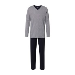 TOM TAILOR Pijama lungă bleumarin / alb