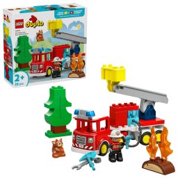 LEGO DUPLO Camion de pompieri cu furtun si pompier, 28 piese, 2+ ani