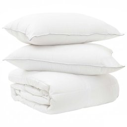 Set de Paturi cu perna Alb 240 x 220 cm Poliester, Bambus GartenMobel Dekor
