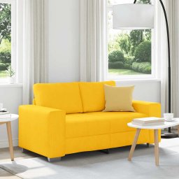 Canapea extensibila cu doua locuri, galben deschis, 160x77x82 cm, material catifea reiata GartenMobel Dekor