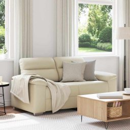 Canapea cu 2 locuri, crem, 160x81x84 cm, piele ecologica GartenMobel Dekor
