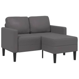 Canapea cu 2 locuri si sezlong în forma de L, gri, 125 cm, piele ecologica GartenMobel Dekor