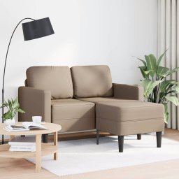 Canapea cu 2 locuri si sezlong în forma de L, Cappuccino, 125 cm, piele ecologica GartenMobel Dekor