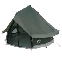 Cort Tipi cu acoperis Verde Army 250 x 250 cm Poliester si otel GartenMobel Dekor