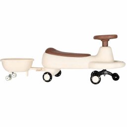 Masinuta ride-on 2 în 1 cu remorca, LED si muzica, 100x36 cm, bej maro