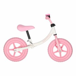 Bicicleta fara pedale pentru copii, roti EVA, ghidon si sezut reglabile, roz-alb