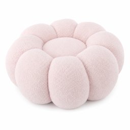 Taburet decorativ floare plusat roz, 65x30 cm pentru living sau dormitor