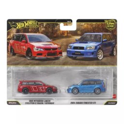 Hot Wheels: mașinuțe deluxe 2005 Mitsubishi Lancer și 2004 Subaru Forester – set de 2 buc.