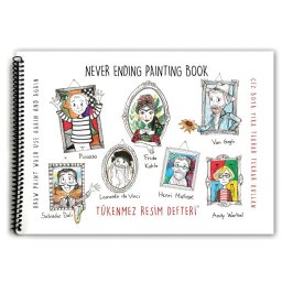 Album de colorat reutilizabil FUNNY MAT -4 PICTORI CELEBRI, 25x35 cm, set markere inclus, SFU3031