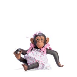 Maimutica reborn cu scutec, costumas cu fundite roz si suzeta