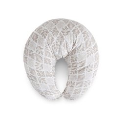 Perna pentru alaptat, ceba baby, husa detasabila din bumbac, cu puf siliconizat, 150x60x37 cm, oeko-tex standard 100, basic brown leaves