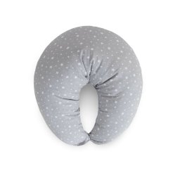 Perna pentru alaptat, ceba baby, husa detasabila din bumbac, cu puf siliconizat, 150x60x37 cm, oeko-tex standard 100, basic grey stars
