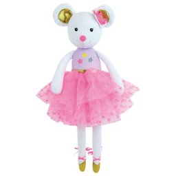 Jucarie plus muzicala jemini 40cm balerina soricel alb