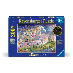 Ravensburger - puzzle star line unicorn si fluturi care lumineaza in intuneric 200 piese xxl
