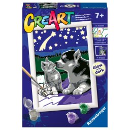 Ravensburger - creart pictura pe numere pentru copii prieteni care stralucesc in intuneric