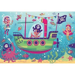 Puzzle si joc barca piratilor, 2x24 piese