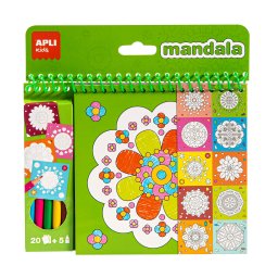 Bloc de desen apli mandala, cu creioane colorate incluse