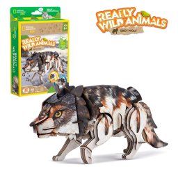 Cubic fun - national geographic animale salbatice puzzle 3d lup cenusiu 58 piese