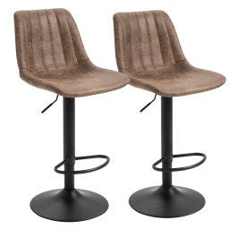 Set 2 scaune de bar reglabile si rotative Re-Bloom, microfibra/spuma/otel/lemn, 43x46.5x89-110 cm, sezut 59-80 cm reglabil, suport picioare 21-42 cm, 120 kg, maro/negru - Verificat A · Re-Bloom