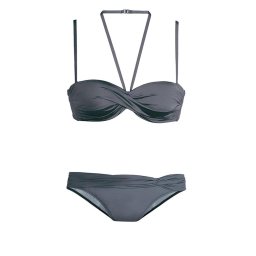 LASCANA Costum de baie două piese gri metalic