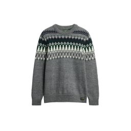 Superdry & Co Pulover gri / verde închis / negru / alb