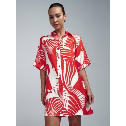 St MRLO Rochie tip bluză 'Nessa' roșu / alb