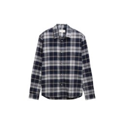 TOM TAILOR DENIM Cămașă bleumarin / grej / alb
