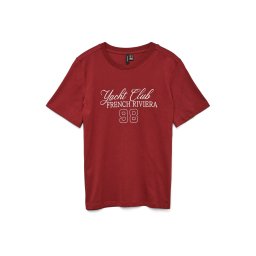 VERO MODA Tricou 'VMABY PAULINA' roșu vin / alb