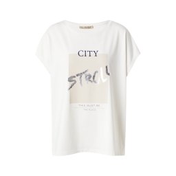 Smith&Soul Tricou ecru / negru / argintiu / alb