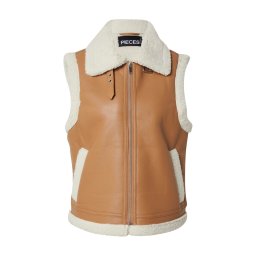 PIECES Vestă 'PCJANELLE' crem / maro pueblo