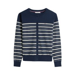 TOMMY HILFIGER Geacă tricotată bleumarin / alb