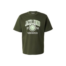 JACK & JONES Tricou 'JJMAKO' verde deschis / verde închis / alb