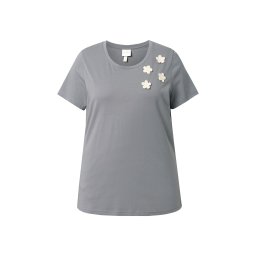 Ulla Popken Tricou gri / alb lână