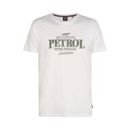 Petrol Industries Tricou albastru marin / oliv / alb