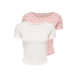 ONLY Tricou 'ONLSUSAN' roz / roşu închis / alb murdar