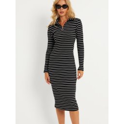 Cool & Sexy Rochie tricotat negru / alb
