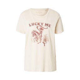 GUESS Tricou 'COWGIRL' ecru / roșu vin