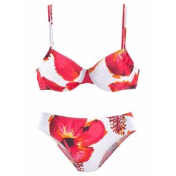 LASCANA Costum de baie două piese roșu deschis / alb