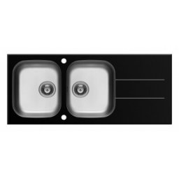 Chiuveta Pyramis CONCERTO 116x50 2B 1D Black Glass & Inox 109501630