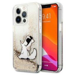 Husa Karl Lagerfeld Husa Liquid Glitter Choupette Fun iPhone 13 Pro Auriu