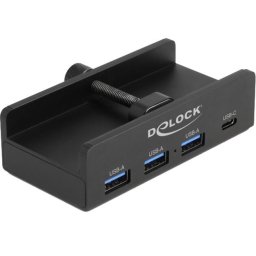 External USB 5 Gbps 4 Port Hub 3 x USB Type-A and 1 x USB Type-C™ with locking screw, USB Hub black