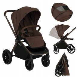 Carucior sport, Lionelo, Mika Plus, Cadru din aluminiu, Copertina XXL, Spatar reglabil in 3 pozitii, Cu accesorii, Pana la 22 kg, 6-48 luni; EN1888-1, EN1888-2 EN1466, Mocha Mousse