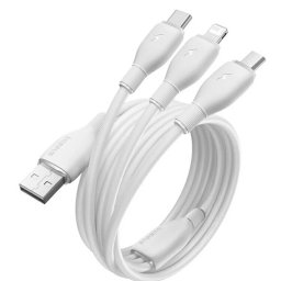 CABLU alimentare si date Baseus Ultra-Fast One-for-three Retractable, pt smartphone,USB la Micro-USB+Lightning+USB Type-C 3.5A, 1.3m, Alb "P10376303211-00