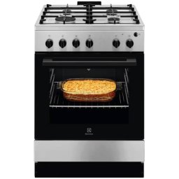 Aragaz Electrolux LKG604013X, Gaz, 4 arzatoare, Aprindere integrata plita si cuptor, Siguranta plita si cuptor, Autocuratare catalitica, Grill electric, Rotisor, Clasa A, 60 cm, Inox antiamprenta